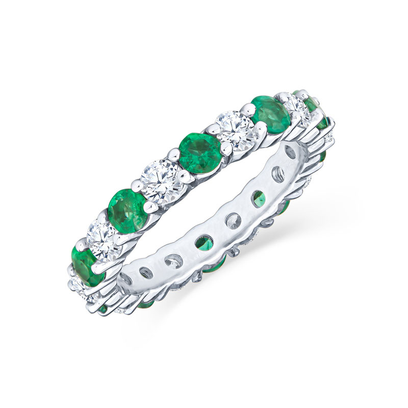 Emerald & Diamond Eternity Band - JNS Diamond Imports